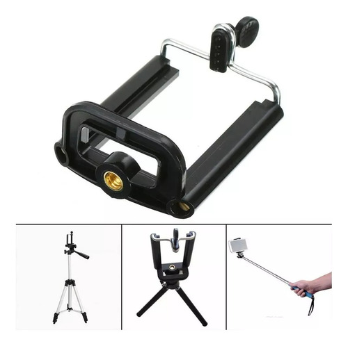 Soporte Adaptador Celular Con Rosca Metal P/ Trípode Monopod