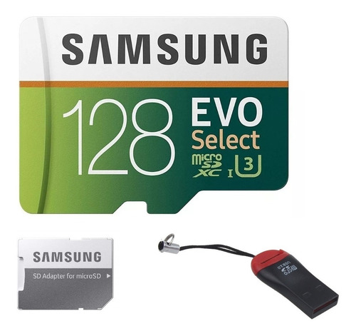 Microsd Samsung Evo Select 128gb 4k+ 2 Adaptadores De Regalo
