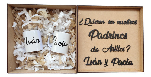 2 Kits Caja Para Pedir Padrinos Personalizada Boda