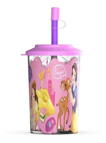 Vaso Con Tapa Y Sorbete Princesas De Disney Full