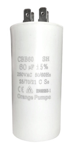 Capacitor D Trabajo 60 Uf 250vac Condensador 60mfd Cbb60