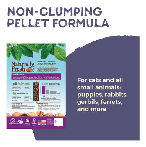 Arena Para Gatos, Pellet De Cáscaras De Nuez Naturalmente Fr