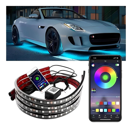 Coche Chasis Luces Juego De 4 Tira Led Rgb Para Tubo De Auto