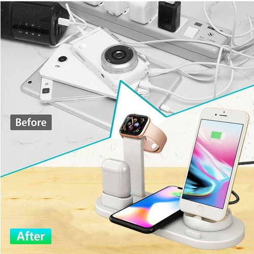 Imagen 3 de 6 de Estación De Carga Inalámbrica 4 En 1 iPhone- Android- Iwatch