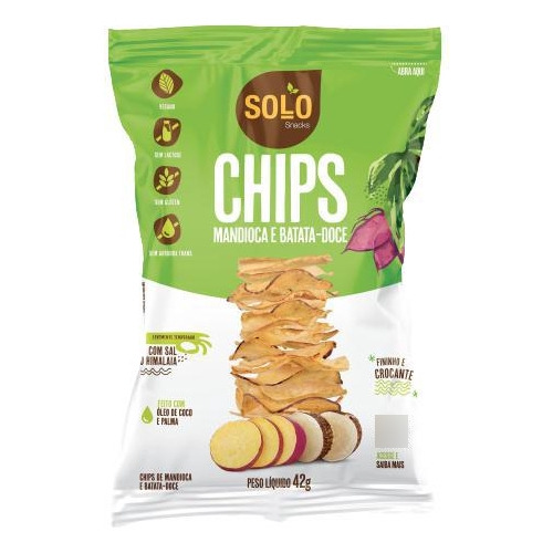 Chips De Batata Doce E Mandioca Assado Solo Snacks 42g