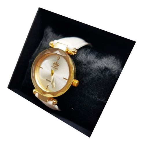 Relógio Feminino More Crowm Couro Original Branco