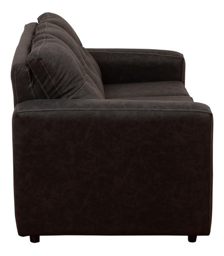 Sofá 3 Cpos 2 Pouf Cuero Auris Negro / Muebles América
