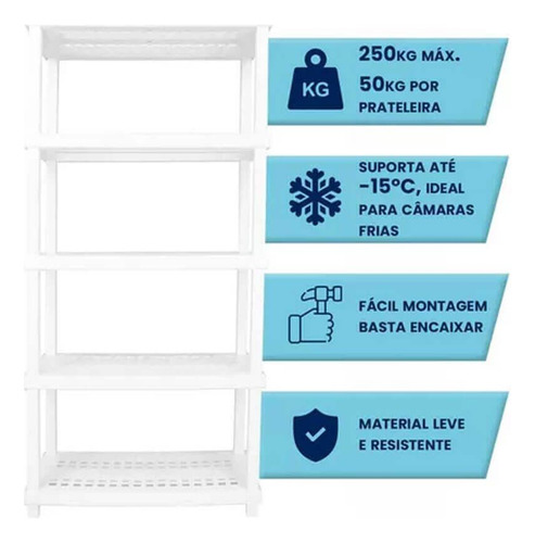 Kit 2 Estantes Modular 5 Prateleiras Câmara Fria Até 250kg M