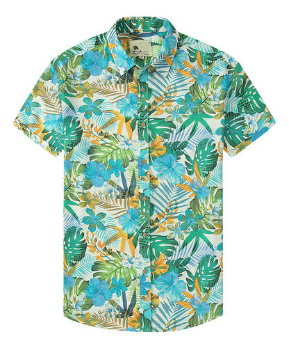 Camisa De Flores De Estilo Hawaiano Para Hombres