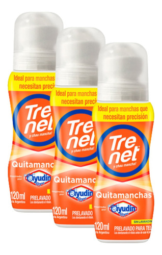 Quitamanchas Trenet Bolilla Prelavado Hyperactive 120ml X 3u