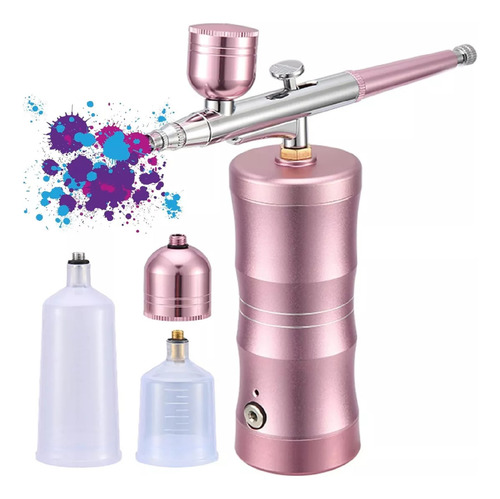 Aerógrafo Recargable Usb Inalámbrico Portátil Compresor Rosa
