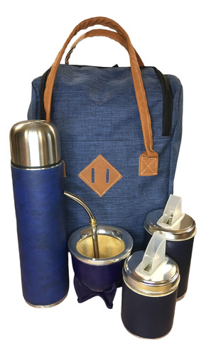 Set Matero Completo Mochila Termo  Mate Calabaza Cuero