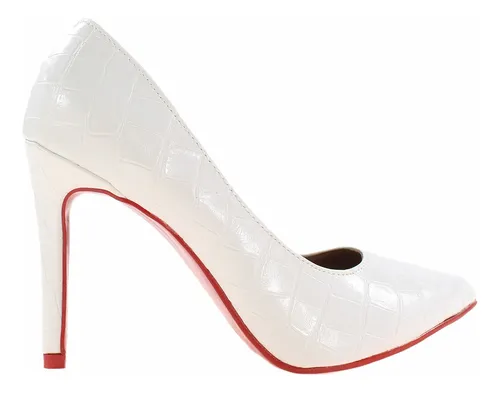 Scarpin branco sales sola vermelha