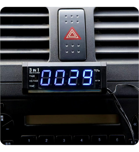 Reloj Auto 12v Brillo Automatico Con Voltimetro Termometro