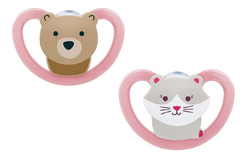 Imagem 1 de 8 de Chupeta Space - Gato E Urso Rosa - (6m+) Tam.2 - Nuk