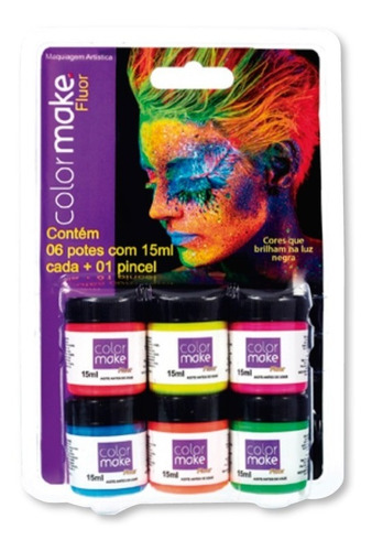 Imagem 3 de 4 de Lâmpada Negra Efeito Neon + Tinta Neon 6 Cores E Pincel