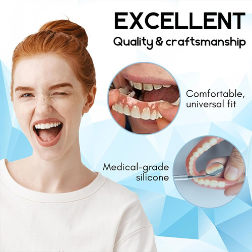 Conjunto De Dentaduras Unissex De Silicone Macio, Confortáve