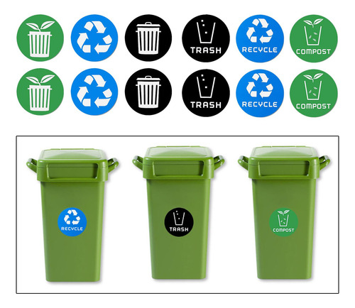 12 Uds. Pegatinas De Cubo De Basura, Pegatinas De