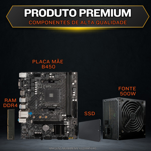 Pc Gamer Completo Amd Ryzen 5 5600gt 16gb Ssd 480gb 500w 21