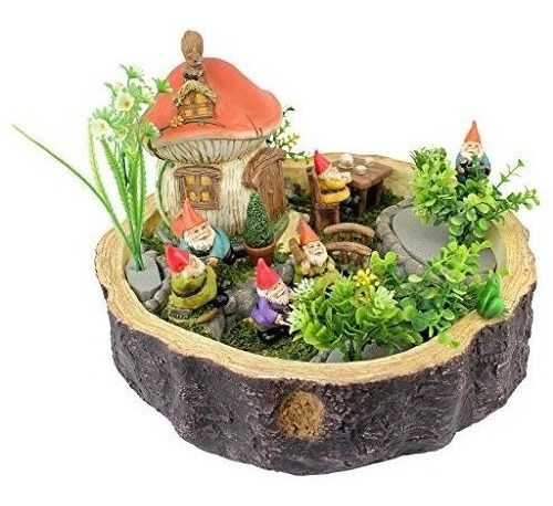 Jardín Gnome Estatua Tiny Forest Friends Gnome House Jardín 