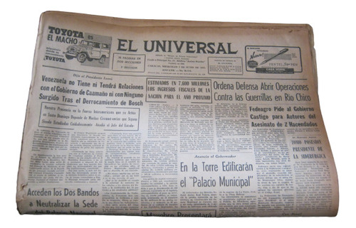 Periodico El Universal Miercoles 2 De Junio De 1965 Original