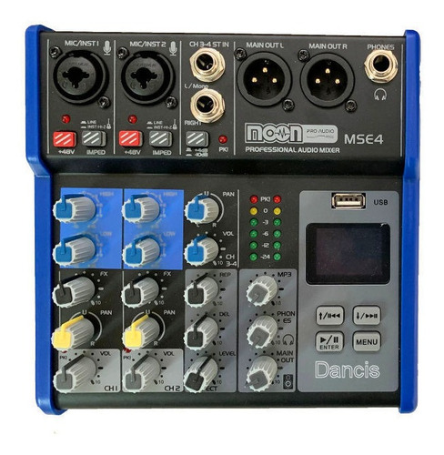 Imagen 1 de 8 de Consola Mixer 4 Canales Usb Bluetooth Efectos Ent/ Mic Y Lin