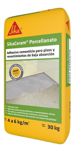 Pegamento Adhesivo Porcelanato Sikaceram 30 Kg Sika Klaukol