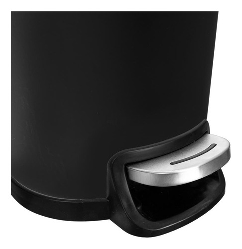 Bote De Basura Metálico 10l Negro Con Pedal