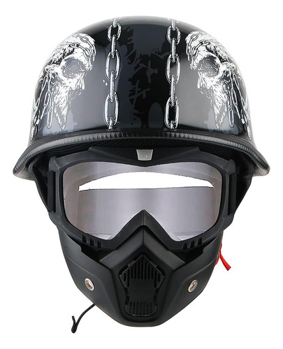 1 Casco Semifacial Estandilla Motocicleta Novedosa Estilo +