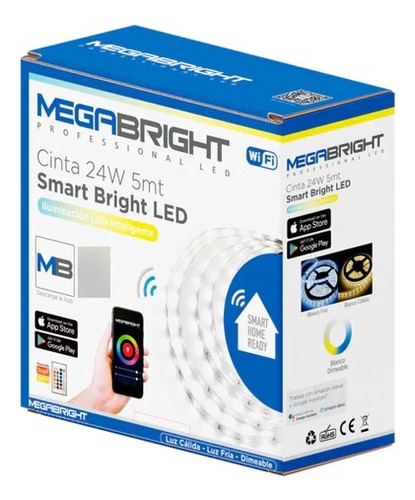 Cinta Led Blanco Smart Bright 24w Wifi 5mt Megabright 