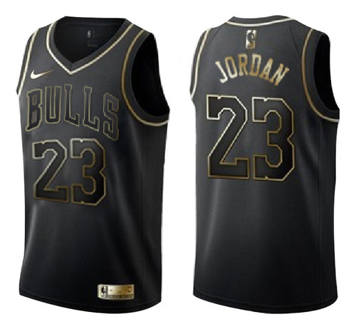 Jersey Nba Chicago Bulls Michael Jordann Oro Negro 23 M