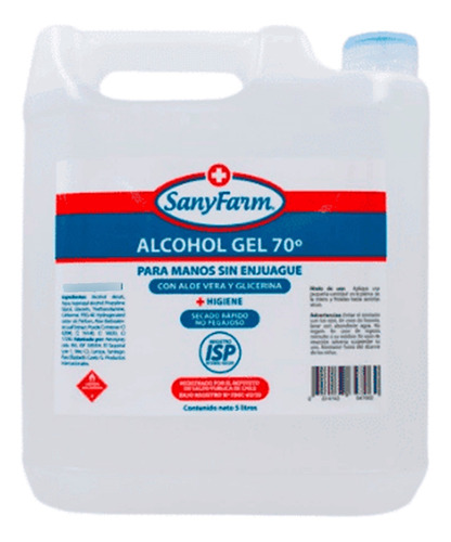 Alcohol Gel 70° Bidón 5l