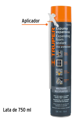 Espuma Expansiva, 750 Ml, Truper 15305