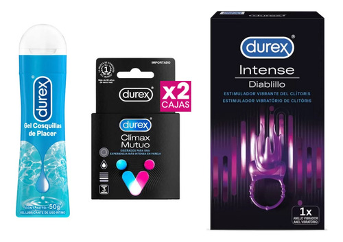 Durex Combo Preservativos Clímax Mutuo+ Anillo Vibrador+ Gel