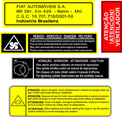 Adesivos Advertência Cofre Motor Fiat Premio 1988 Premium