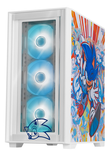 Gabinete Xtreme Sonic Hedgehog Micro Atx 4 Fan Usb-c Argb