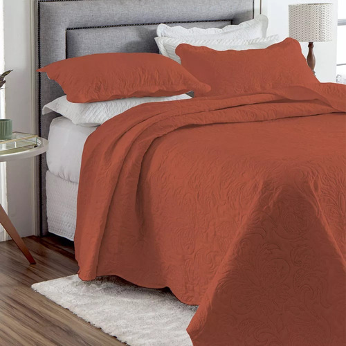 Colcha Cobre Leito Casal Dupla Face Matelado Boutis 3 Peças