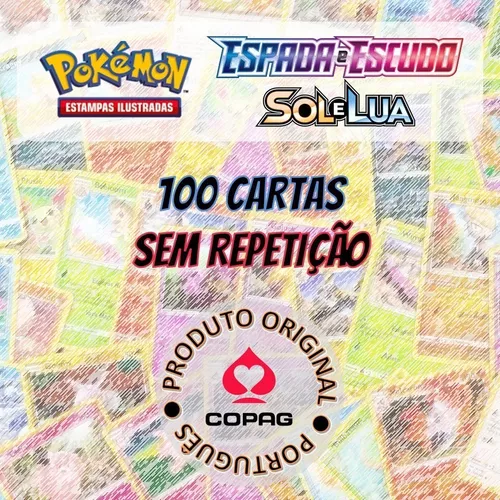 Lote 100 Cartas Pokémon 2 Cartas Brilhantes E 2 Lendários Pt