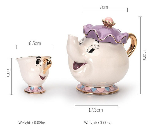 35pcs Juego De Tazas Para Tetera La Bella Y La Bestia
