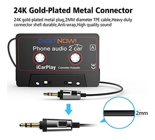 Adaptador De Cassette De Audio Para Coche, Cable Auxiliar