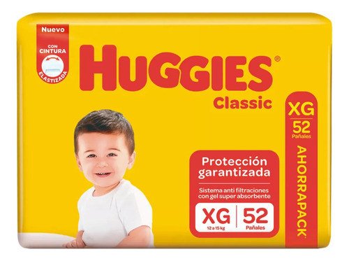 4un Pañales Huggies Clasico Triple Proteccion Talle Xg