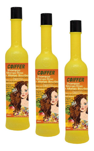 Kit 3 Shampoo Manga Coiffer 300ml Alta Concentracao Vitamina