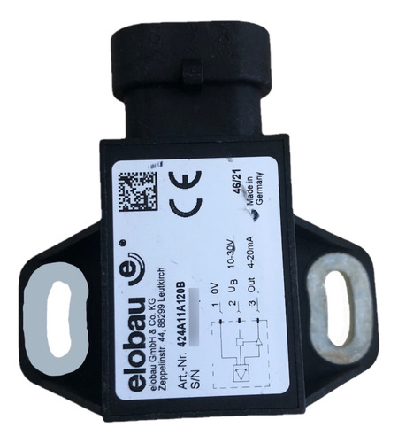 Sensor Ángulo Analógico, 120°, 4-20mamp, Elobau 424a11a120b