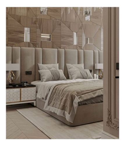 Cabeceira Estofada Adesiva 160 Cm X 70 Cm Linho - Bege Areia