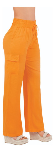 Pantalón Casual Dama Cintura Elástica Naranja 903-40