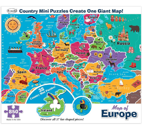 Re-marks Mapa De Europa Rompecabezas De Lujo Con Piezas Extr