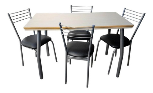 Juego De Comedor Con 4 Sillas Reforzadas Mesa 120x60 Cocina Departamento Melamina C/ Regrueso - Garantia Fabrica