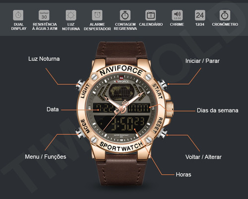 Relógio Masculino Naviforce Esportivo Digital Original