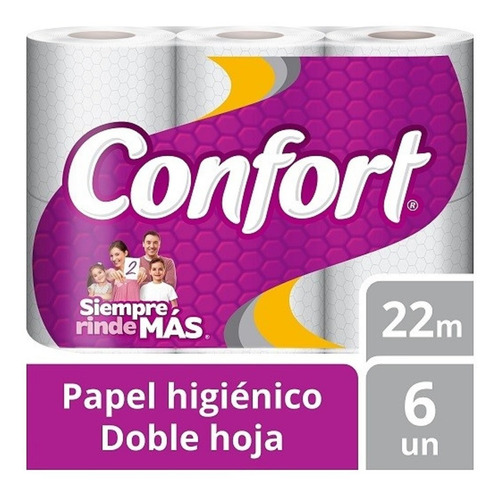 Papel Higienico Confort Doble Hoja 22metros 6 Rollos