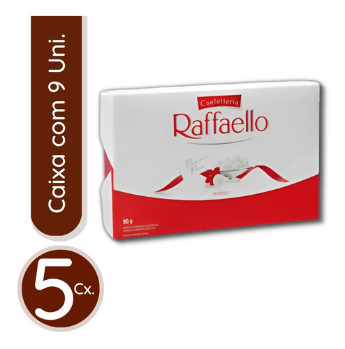Bombom Raffaello - 5 Caixas Com 9 Bombons Cada